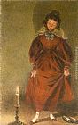 William Holman Hunt Paintings - New Red Shoes, the artist's wife by William Henry Hunt